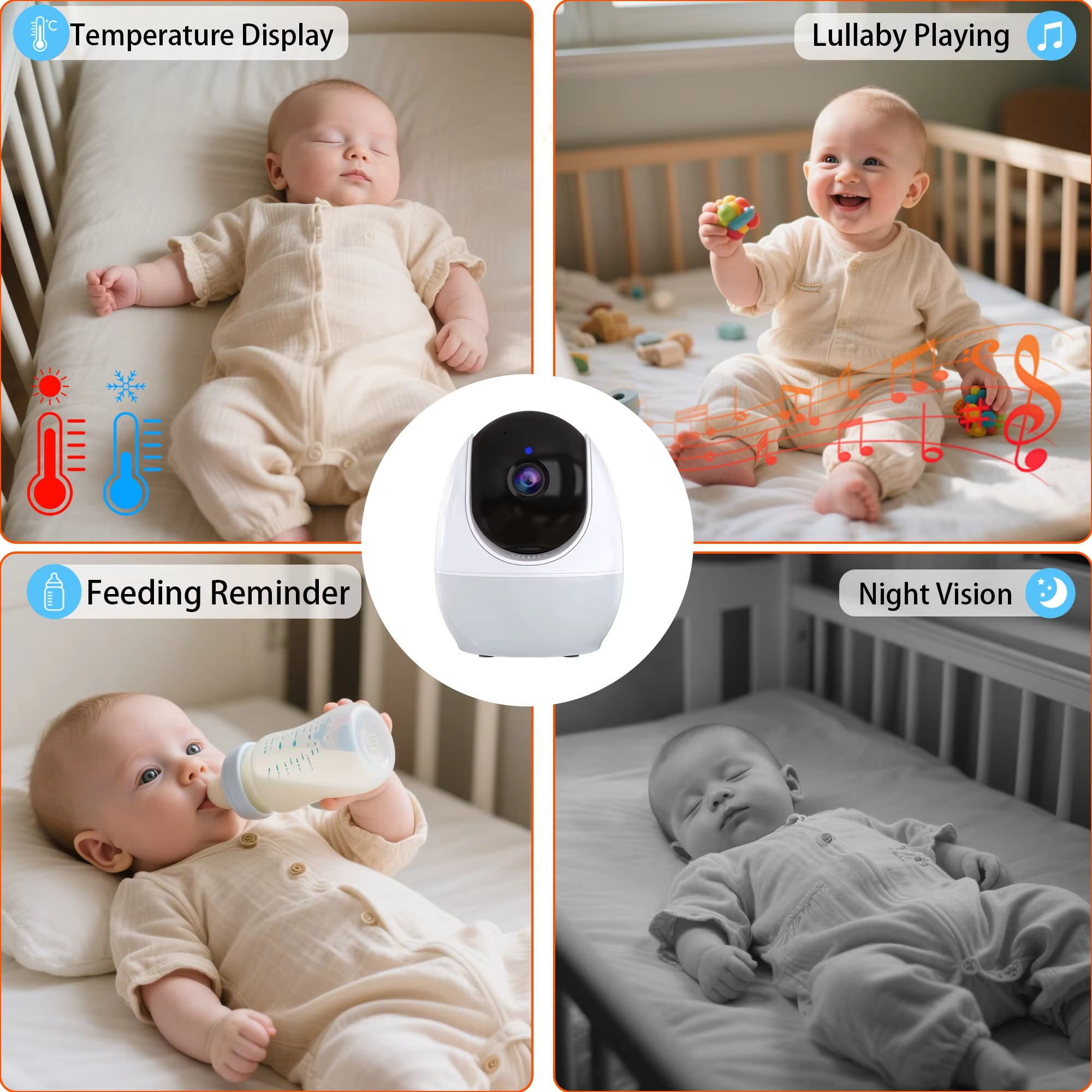 4.3 Inch Baby Monitor Camera With Pan Tilt Zoom Babyphone Cam Auto Tracking APP View Control Night Light Baby Video Surveillance