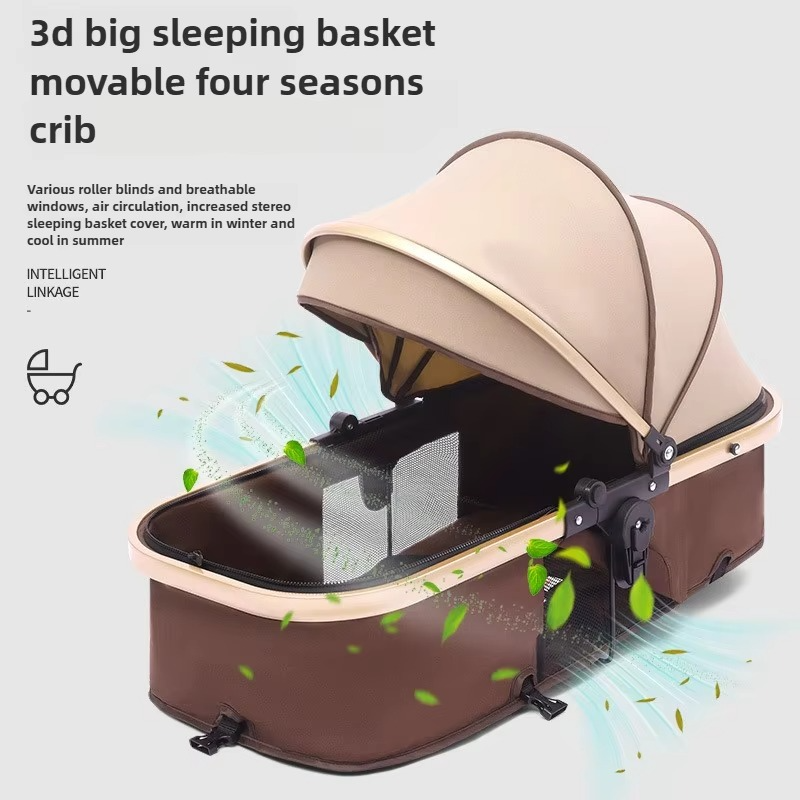 2025 New Style Newborn Baby Stroller High View Two-way Three-in-one Sitting and Lying Baby Stroller with Basket and Car Seat