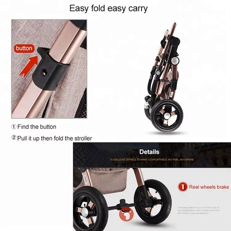 6--36 Months 3 in 1 Luxury Infant Foldable Baby Stroller Poussette Pram