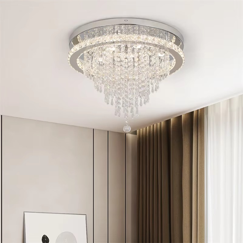 Modern K9 Luxury Crystal Ceiling Lamp Smart Led Living Dining Room Pendant Light Chandelier Remote Control Hanging Decor Luminai