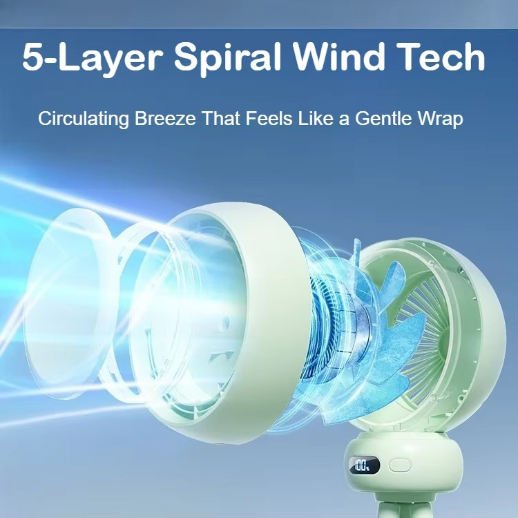 Bladeless Baby Stroller Fan with LED Display Safe for Crib Use Quiet Portable Desk Fan Rechargeable 3600mAh Battery for Infant
