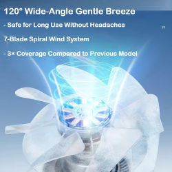 Bladeless Baby Stroller Fan with LED Display Safe for Crib Use Quiet Portable Desk Fan Rechargeable 3600mAh Battery for Infant