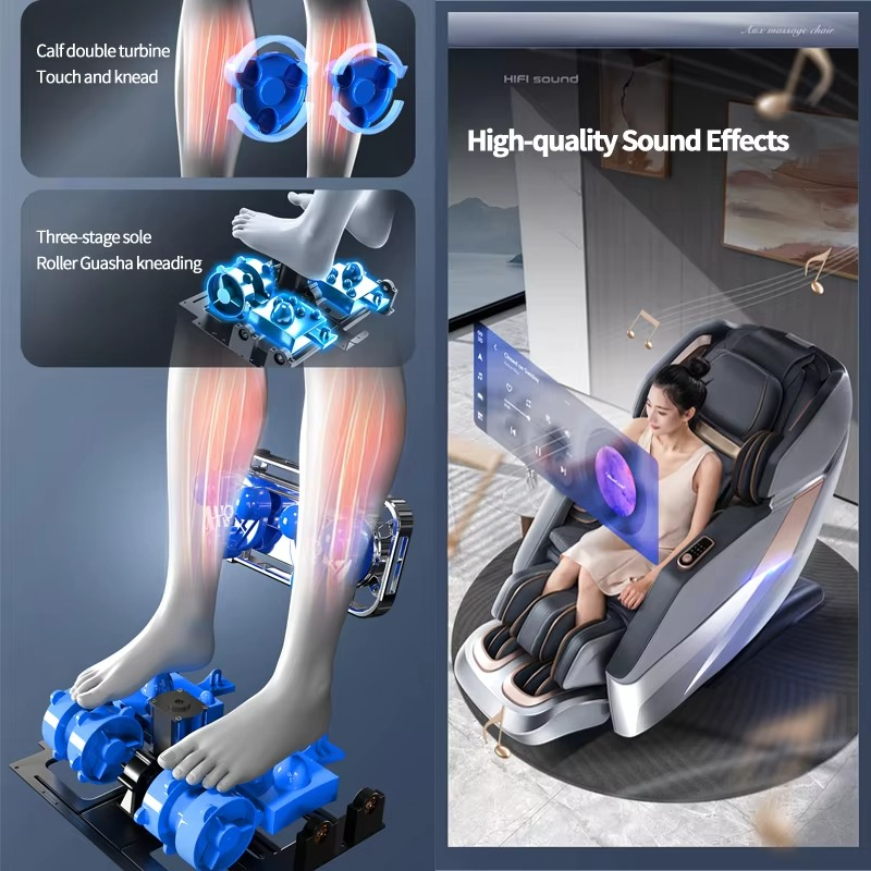 Zero Gravity Massage Chair Electric Leisure Sofa Longer SL Track Full Body Airbag Wrap Kneading Intelligent Shiatsu Calf Roller
