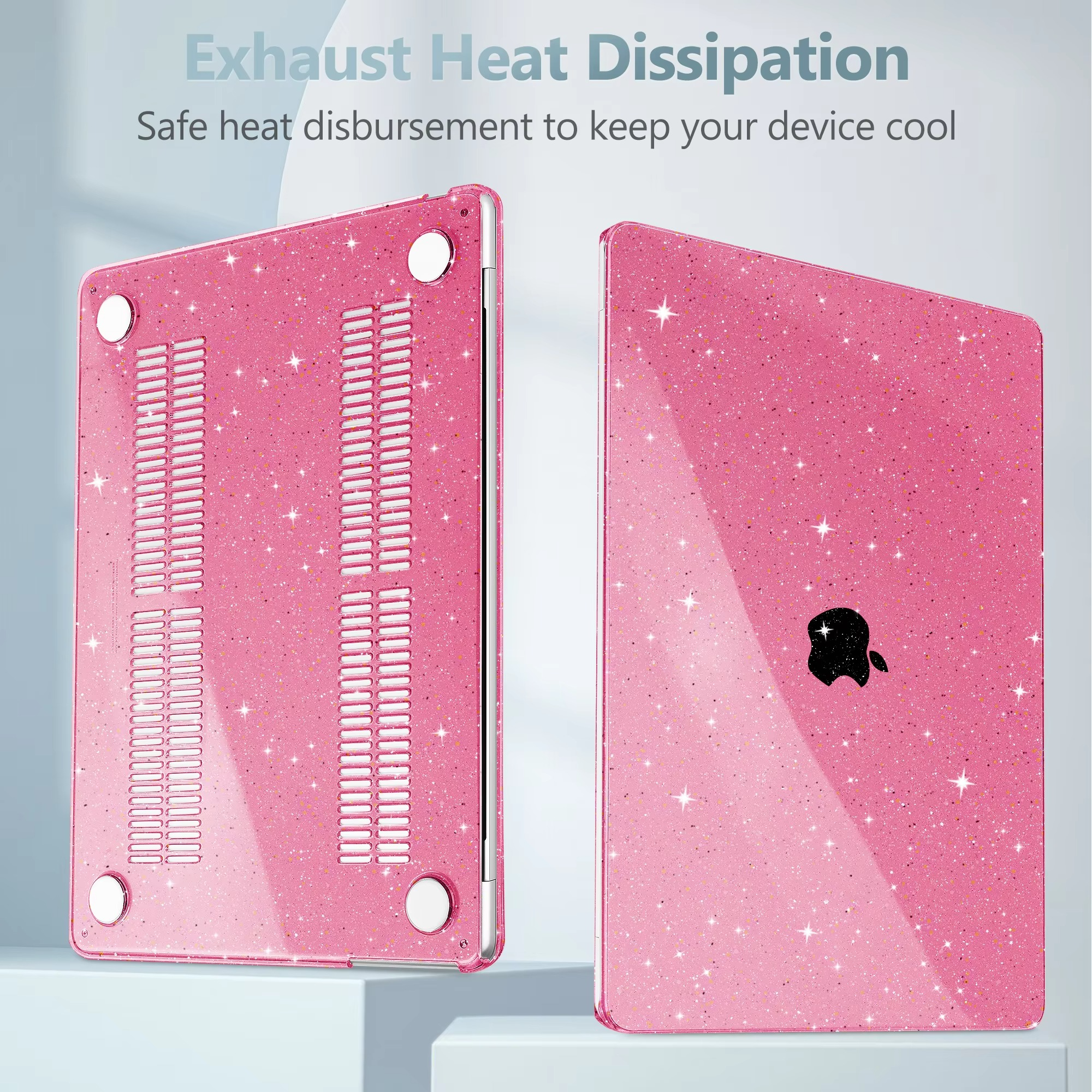 Hot pink Shimmering Crystal case for MacBook 2025 A3240 A3241 M4 M3 Air 15 13 A2681 A3113 A2337 M1 M2 M3 Pro13 14 16 A3112 A3401