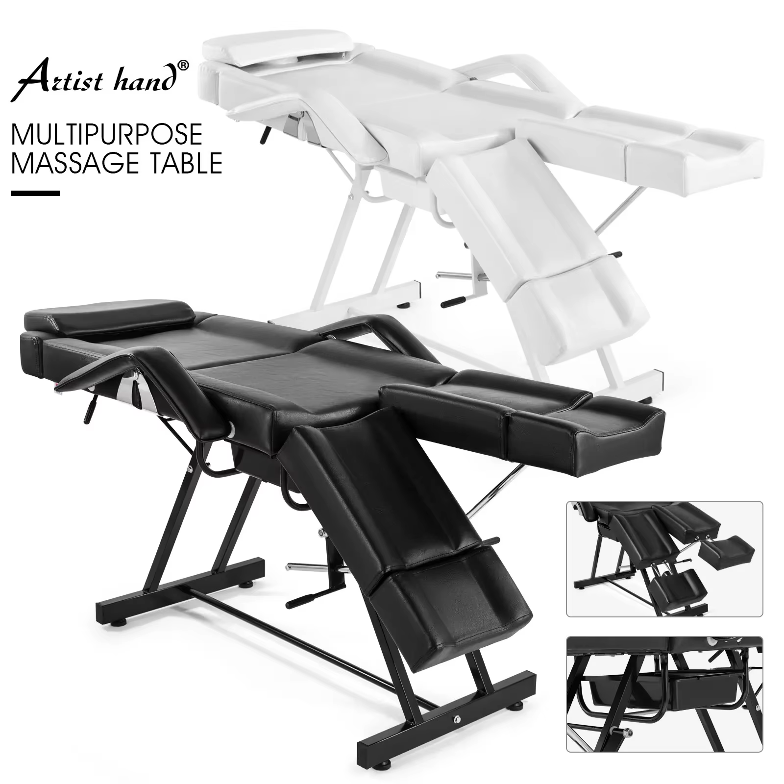 White/Black Multifunction Salon Massage Table Split Legs Facial Bed Salon Tattoo Chair