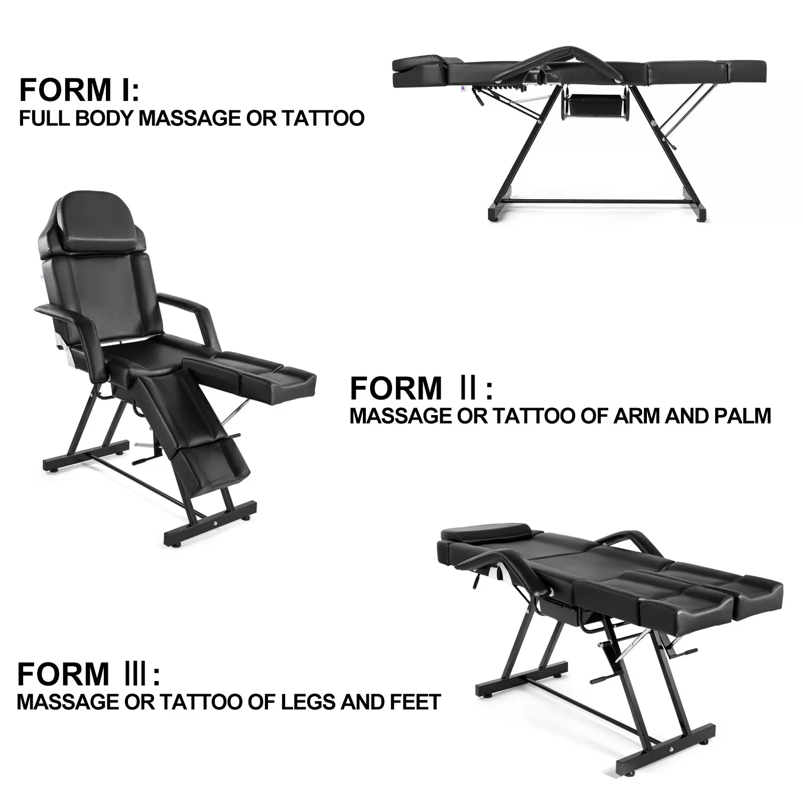 White/Black Multifunction Salon Massage Table Split Legs Facial Bed Salon Tattoo Chair