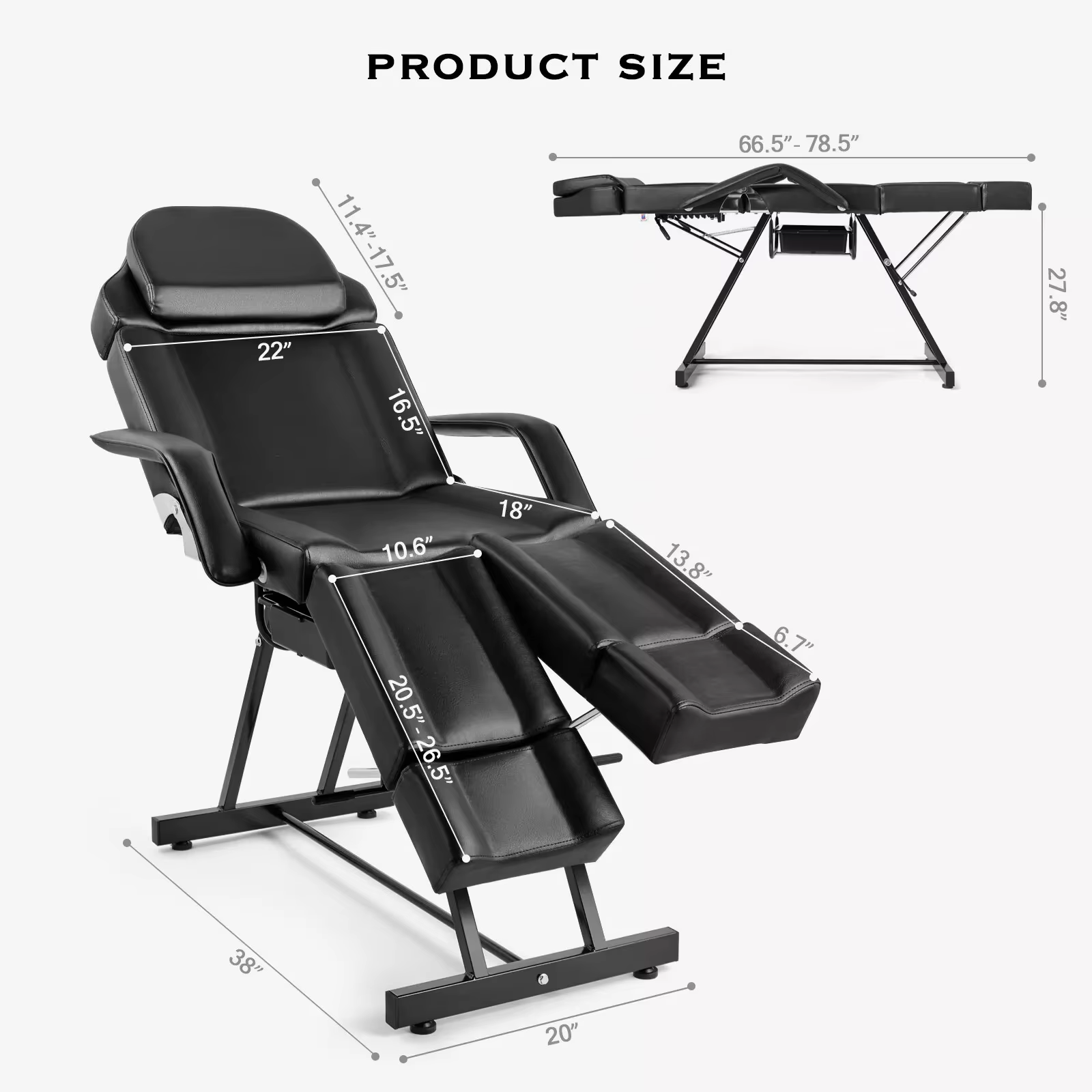 White/Black Multifunction Salon Massage Table Split Legs Facial Bed Salon Tattoo Chair