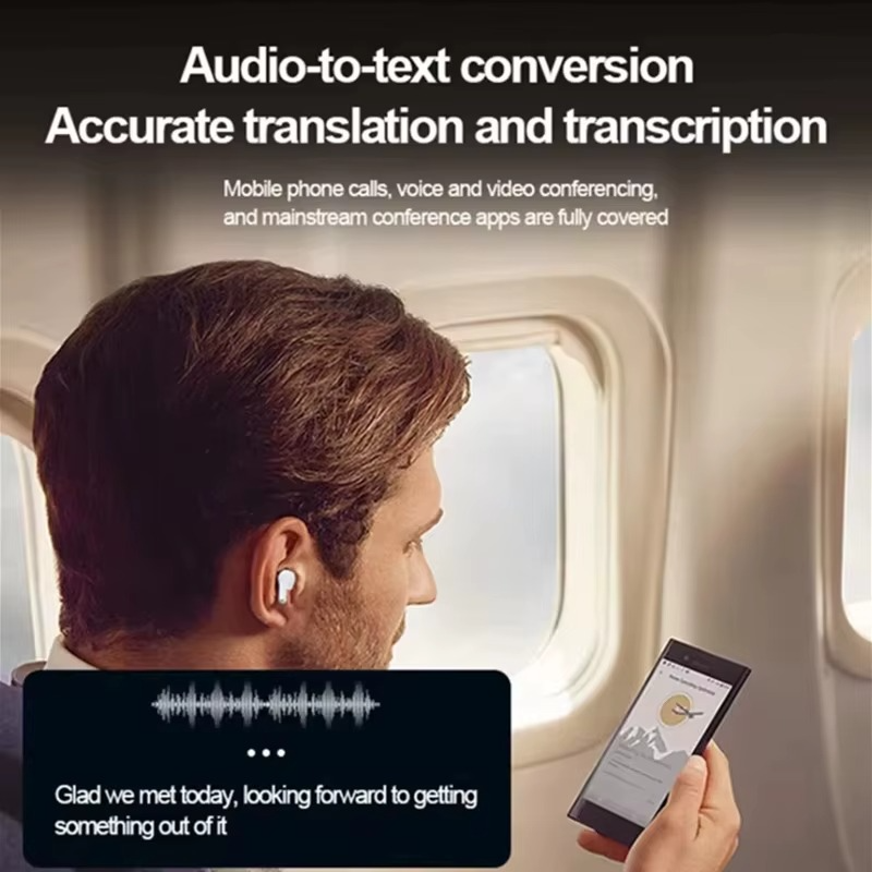 AI Earphone Sony Wireless Bluetooth Headphones AI Translator Earphones 147 Languages With Touch Screen Communication APP Control