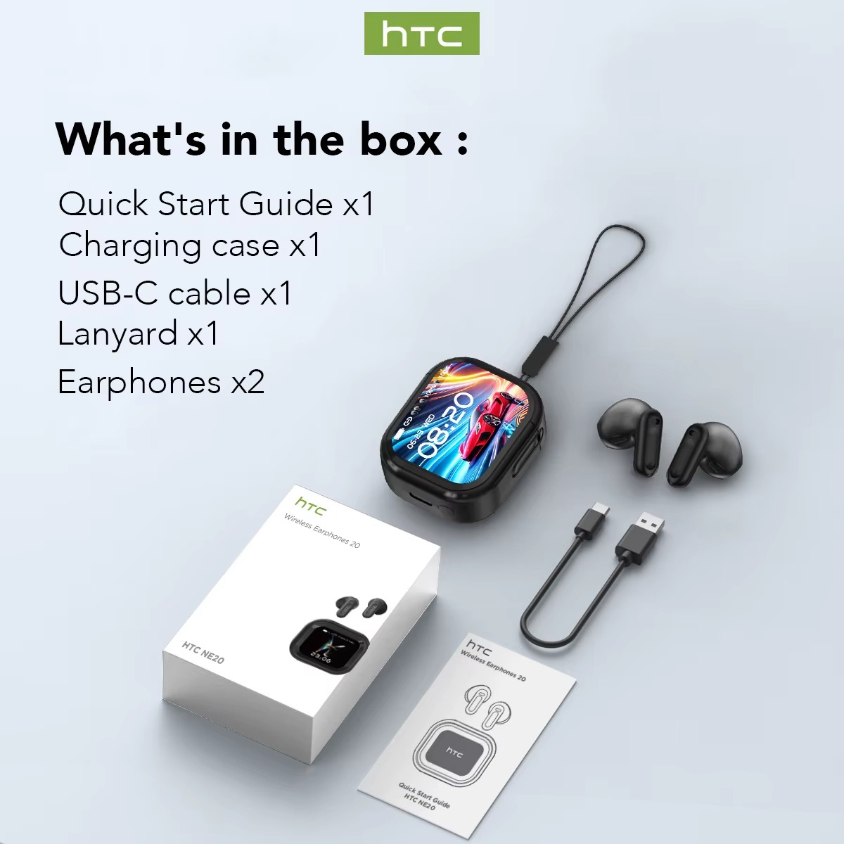 Hellodigi HTC NE20 Wireless Headphones AI Translator Earphones Bluetooth 6.0 Sports Earphones Gaming Headset IPX4 Waterproof