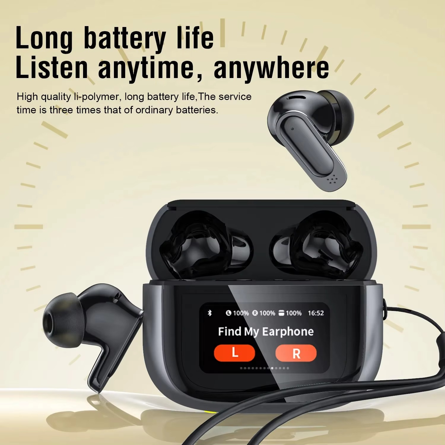 BOSECXT Ultra V11 Smart Touch Multi functional Large Screen TWS Wireless ANC Noise Cancelling Earbuds Enc Heavy Bass Earbuds
