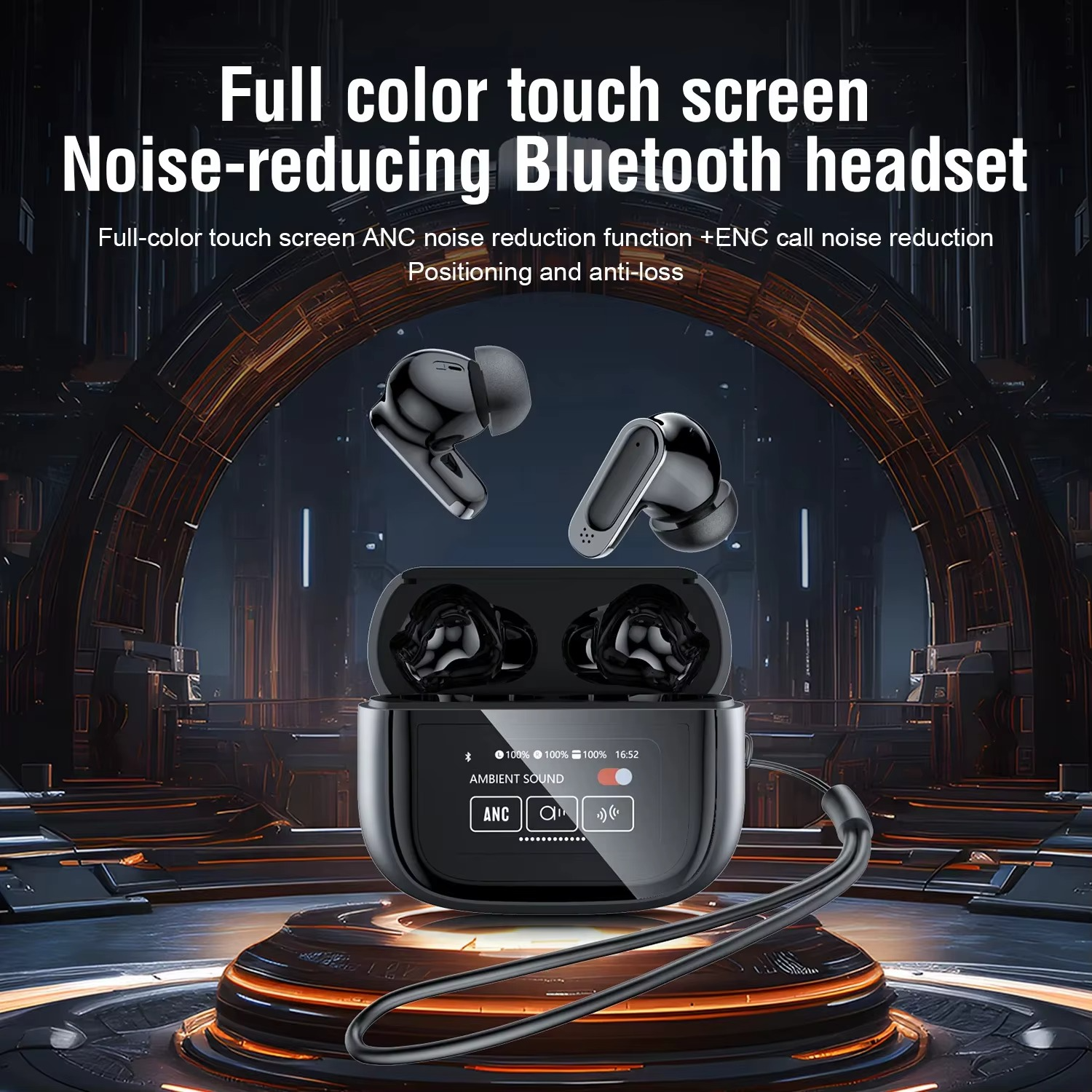 BOSECXT Ultra V11 Smart Touch Multi functional Large Screen TWS Wireless ANC Noise Cancelling Earbuds Enc Heavy Bass Earbuds