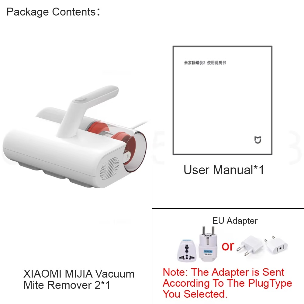 XIAOMI MIJIA Dust Mite Vacuum Cleaner 2,UV Sterilization, 50°C Hot-Air Drying,12,000Pa Suction,4 Filtration, 1.63kg Lightweight