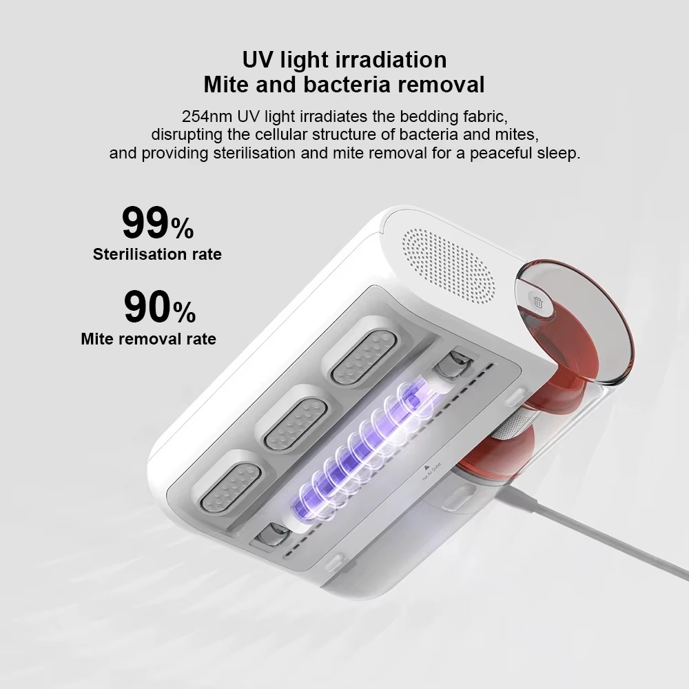 XIAOMI MIJIA Dust Mite Vacuum Cleaner 2,UV Sterilization, 50°C Hot-Air Drying,12,000Pa Suction,4 Filtration, 1.63kg Lightweight
