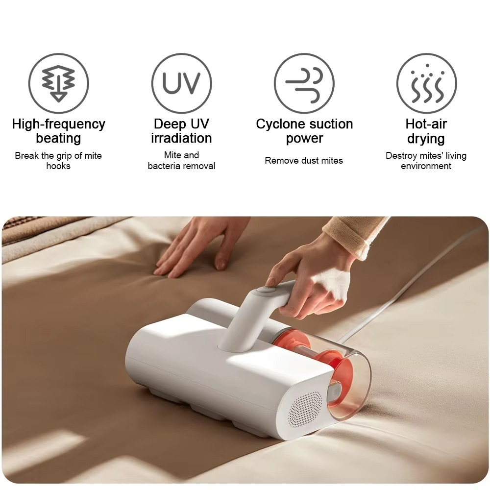 XIAOMI MIJIA Dust Mite Vacuum Cleaner 2,UV Sterilization, 50°C Hot-Air Drying,12,000Pa Suction,4 Filtration, 1.63kg Lightweight