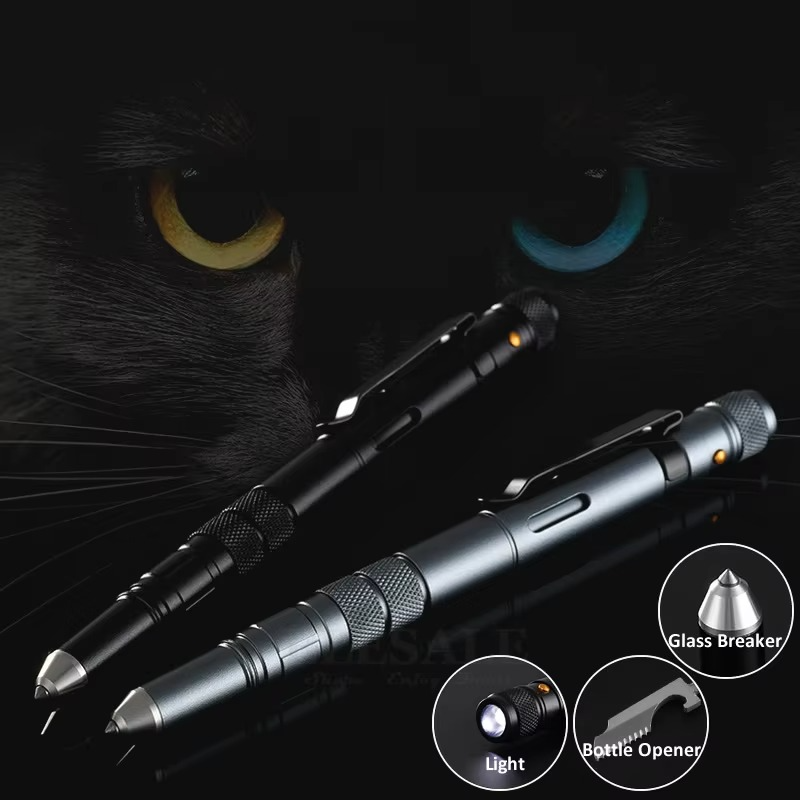 4-In-1 Portable Tactical Pen Flashlight Bottle Opener Emergency Glass Breaker Outdoor Self Defense EDC Pen Tool Gift Box