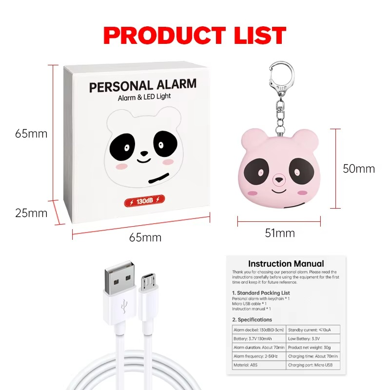 Lightweight and cute little bear personal self-defense alarm to prevent wolf robbery for girls' schoolbag pendant keychian
