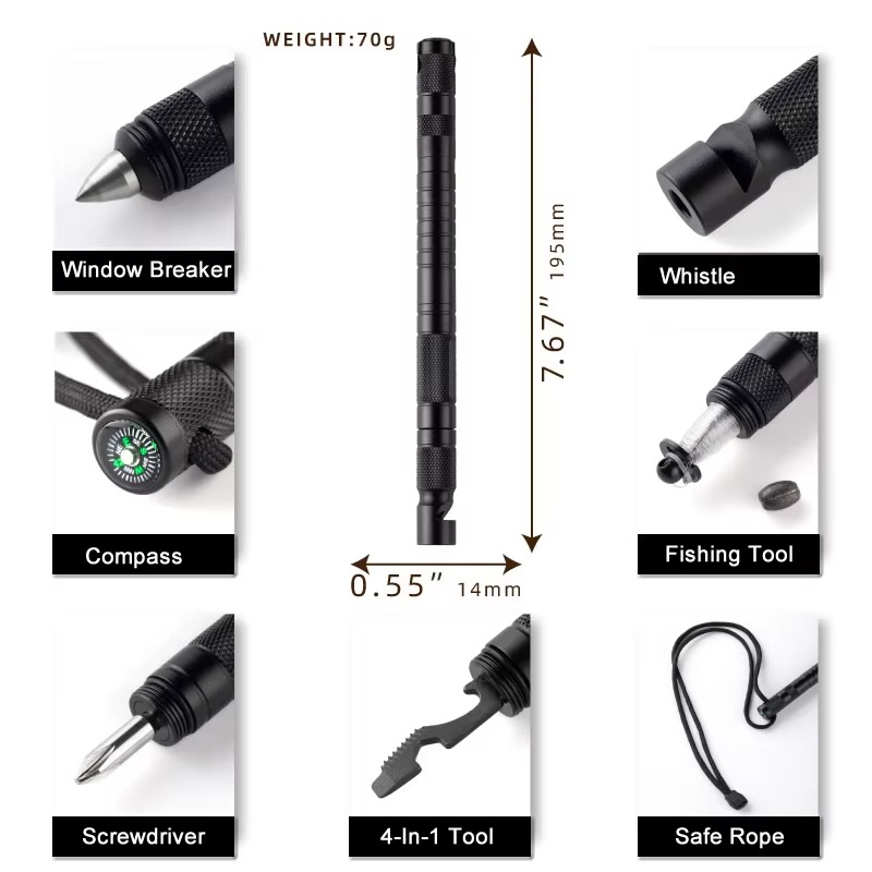Multi-Function Portable Tactical Pen Self Defense Emergency Glass Breaker Fishing Tool Screwdriver Outdoor Rescue EDC Tool