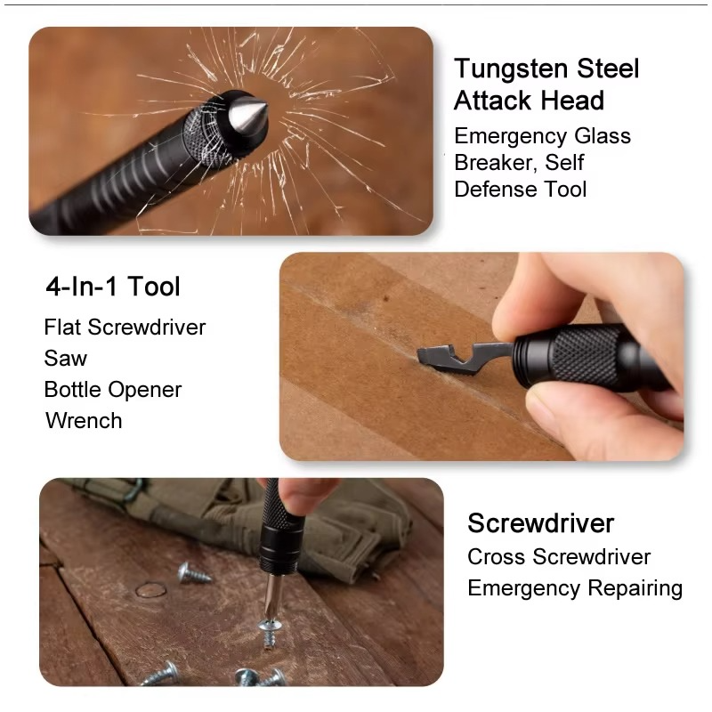 Multi-Function Portable Tactical Pen Self Defense Emergency Glass Breaker Fishing Tool Screwdriver Outdoor Rescue EDC Tool