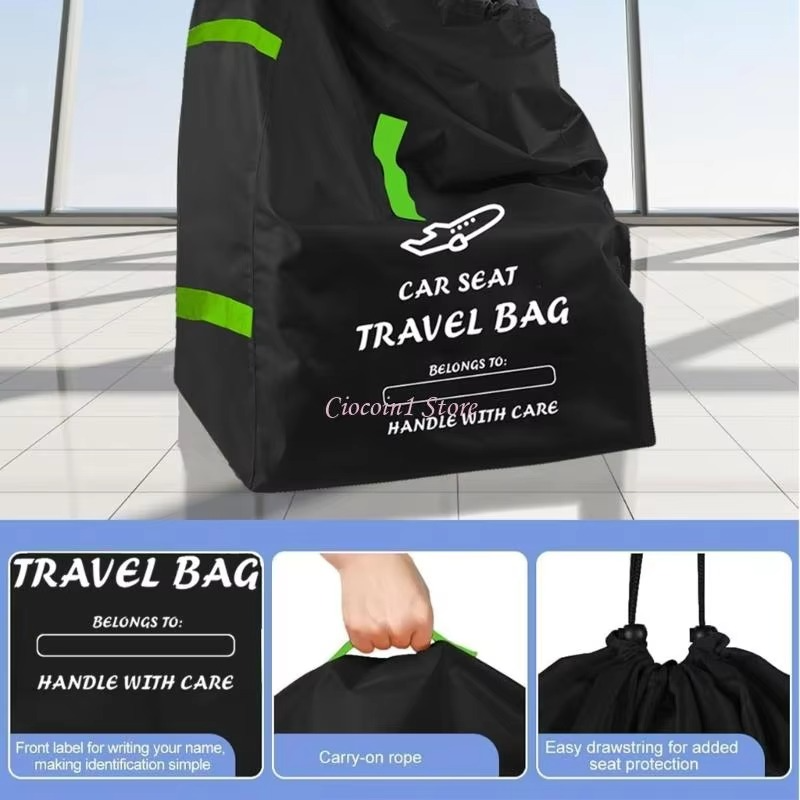Car Seat Travel Bag For Airplanes With Adjustable Drawstring Enclosure Oxford Fabric Car Seat Bag For Infant Carriers