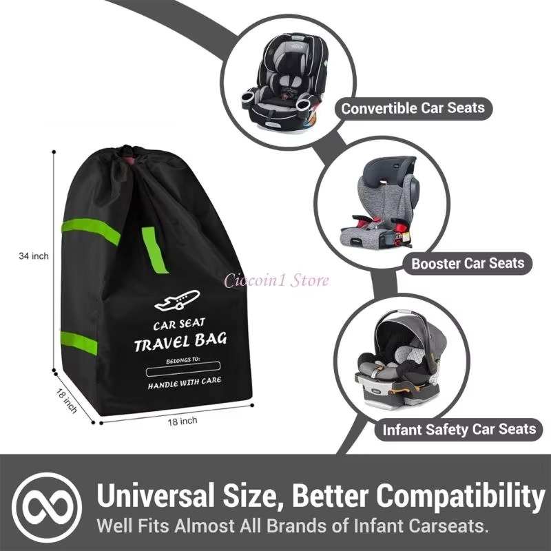 Car Seat Travel Bag For Airplanes With Adjustable Drawstring Enclosure Oxford Fabric Car Seat Bag For Infant Carriers