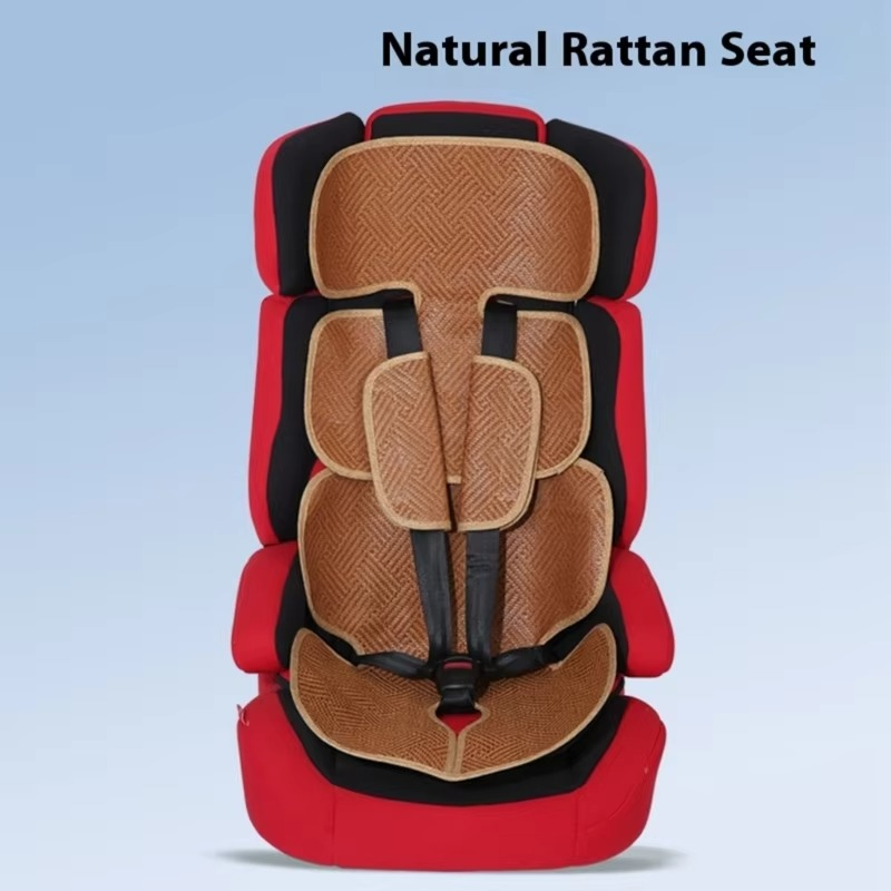 Breathable Rattan Weaving Car Seat Cusion Cooling Pad for Baby Safety Seat Nonslip Design Easy to Install Carseat Insert