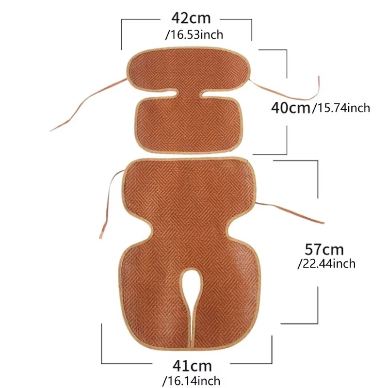 Breathable Rattan Weaving Car Seat Cusion Cooling Pad for Baby Safety Seat Nonslip Design Easy to Install Carseat Insert
