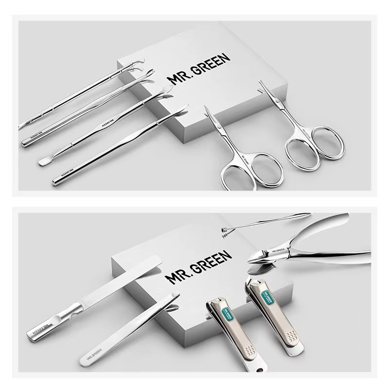 MR.GREEN Manicure Set 12 In 1 Full Function Kit Professional Stainless Steel Pedicure Sets With Leather Portable Case Idea Gift
