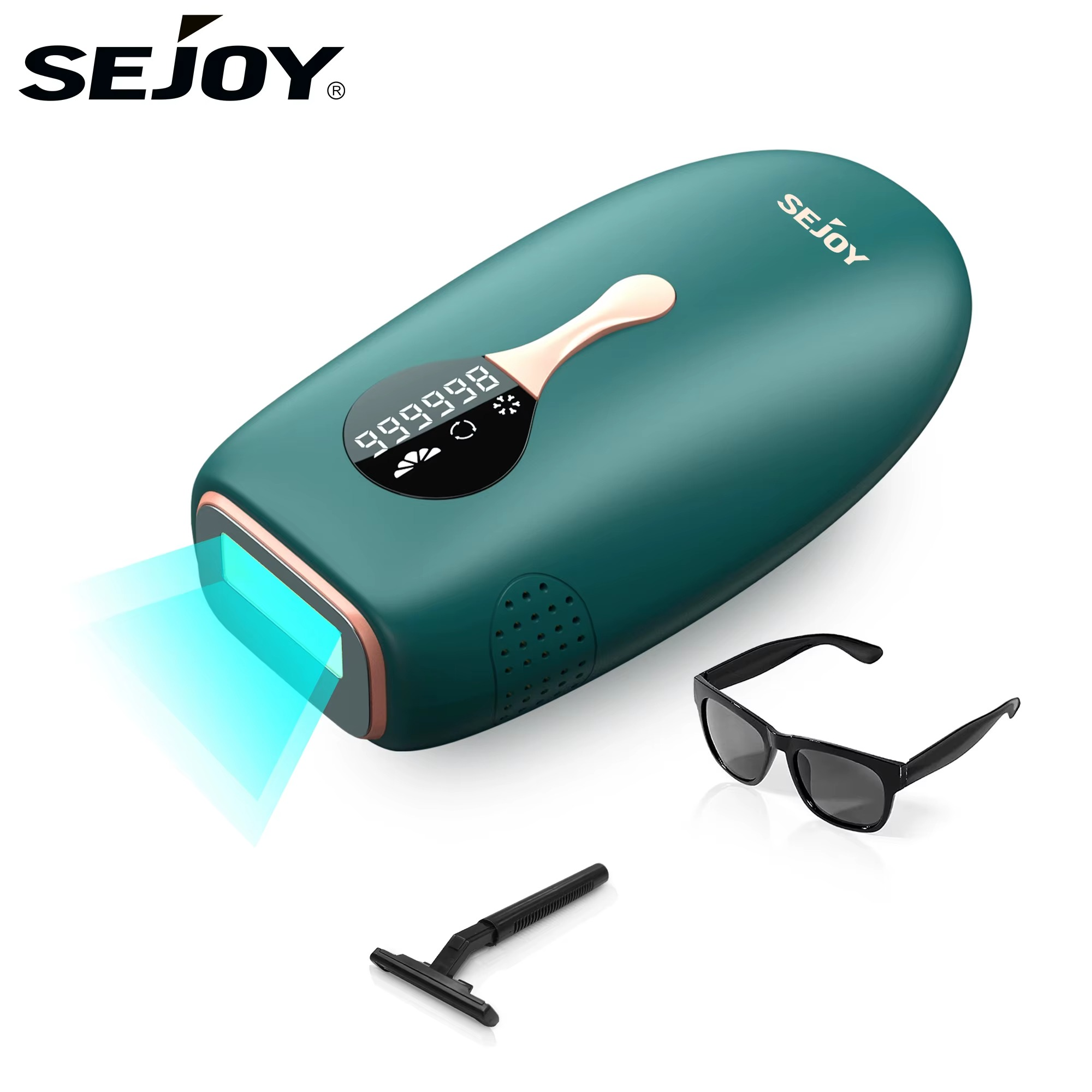Sejoy IPL Hair Removal Device Portable Laser Epilator for Women Men with NTC Overheating Protection Auto Shut Down LCD Display