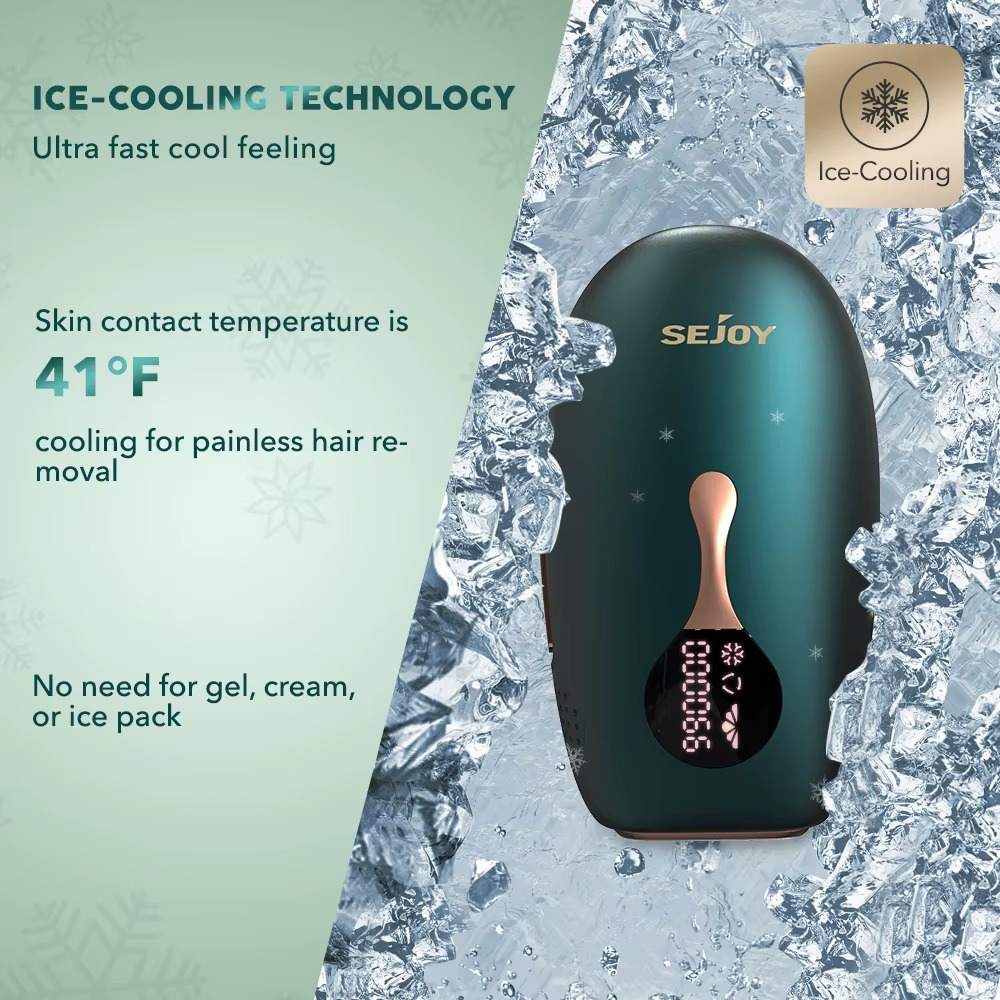 Sejoy IPL Hair Removal Device Portable Laser Epilator for Women Men with NTC Overheating Protection Auto Shut Down LCD Display