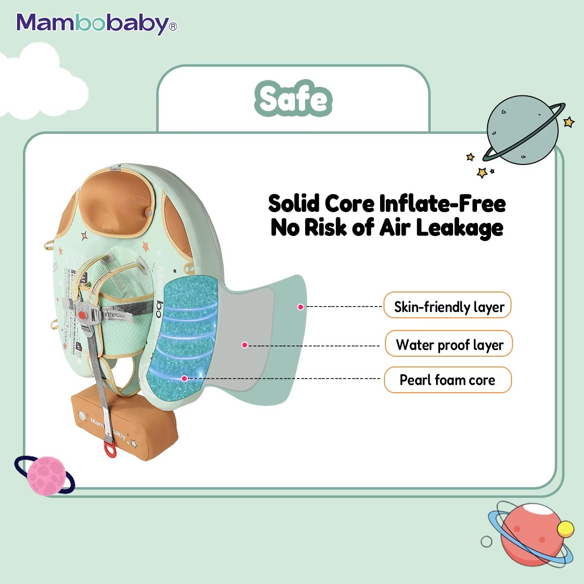 Mambobaby Baby Foldable Float Inflatable Free with Sun Canopy Safe Crotch Strap Pool Swim Ring Swim Tube Pool Float Water Circle