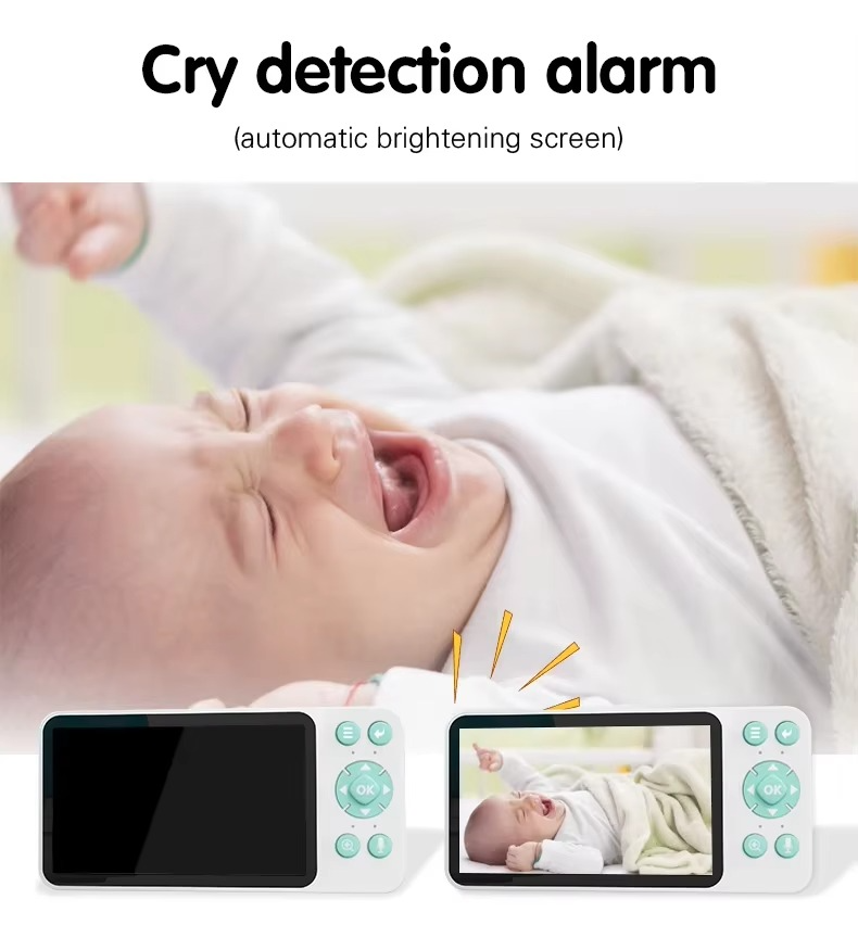 Baby Monitor 5 Inch Display Screen Tuya Indoor Wireless Security Protection WIFI Camera Video Surveillance Temperature lullaby