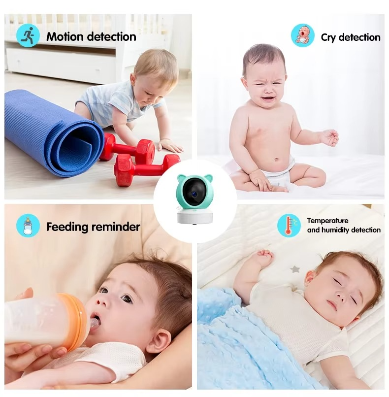 Baby Monitor 5 Inch Display Screen Tuya Indoor Wireless Security Protection WIFI Camera Video Surveillance Temperature lullaby