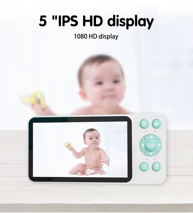 Baby Monitor 5 Inch Display Screen Tuya Indoor Wireless Security Protection WIFI Camera Video Surveillance Temperature lullaby