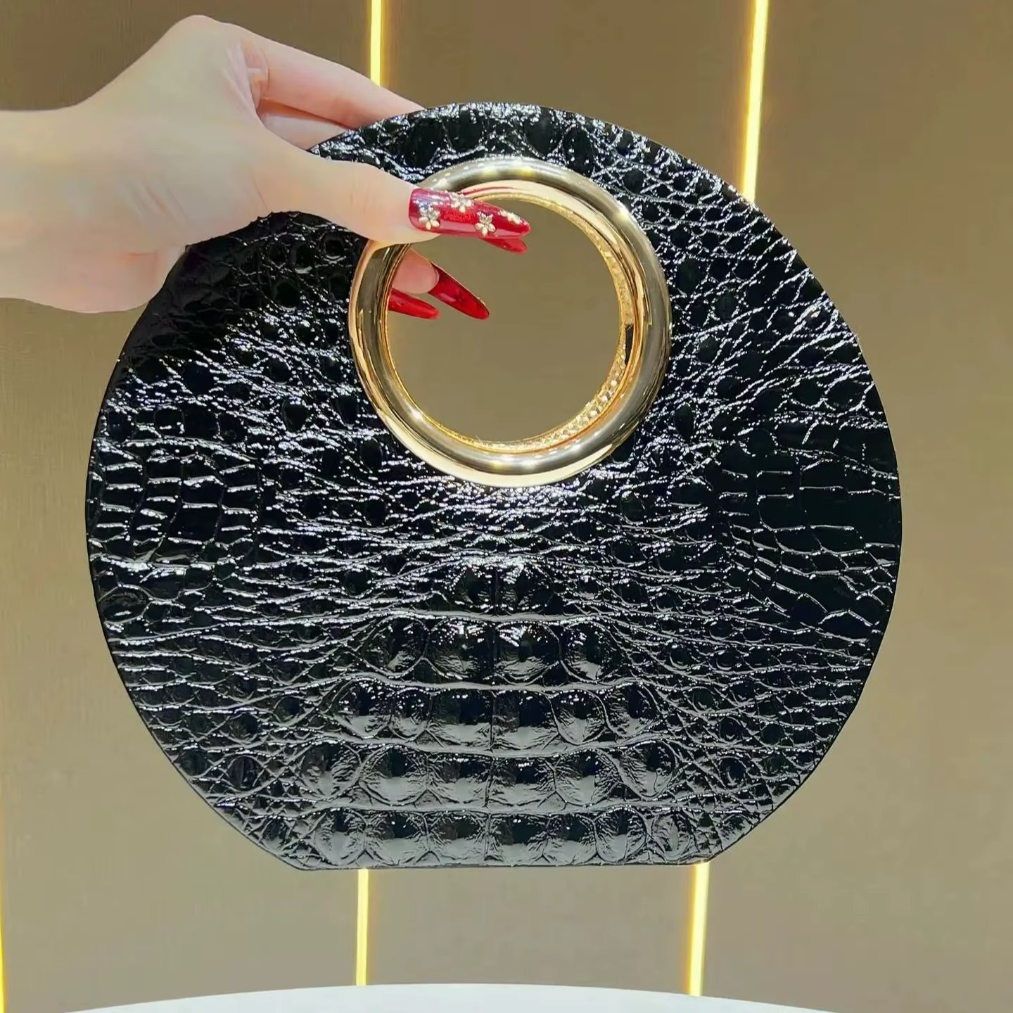 Stone Pattern Cute Circular PU Leather Shoulder Bag Handbags and Evening Bag Women 2025 Korean Fashion Design Crossbody Bag