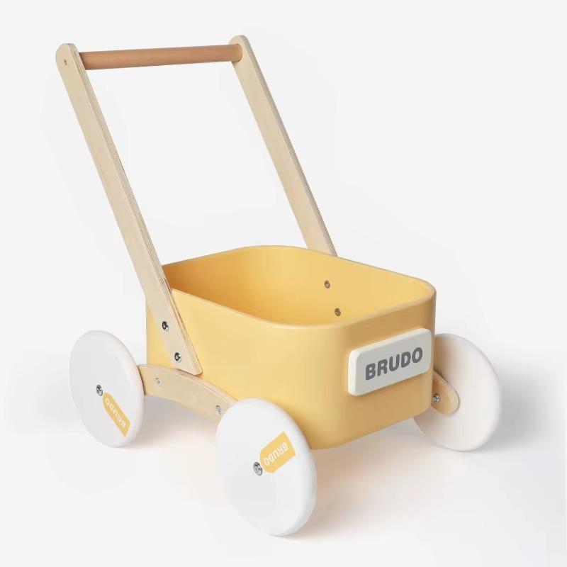 Children's Hand-pulled Walker Wooden Infant Learning To Walk Walker Early Education Educational Shopping Cart Toys