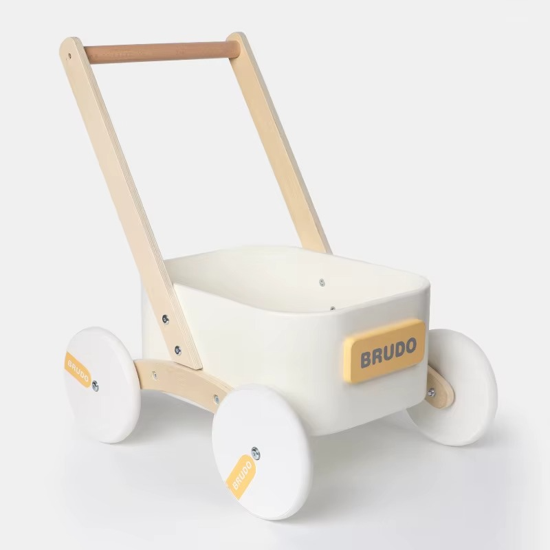 Children's Hand-pulled Walker Wooden Infant Learning To Walk Walker Early Education Educational Shopping Cart Toys