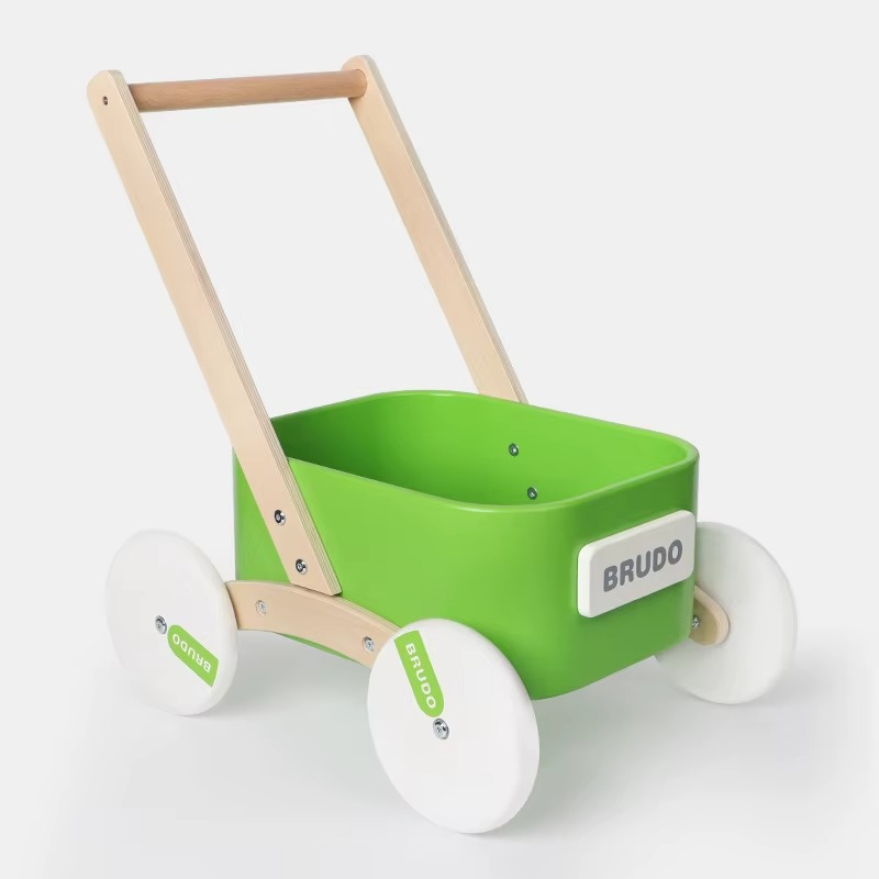 Children's Hand-pulled Walker Wooden Infant Learning To Walk Walker Early Education Educational Shopping Cart Toys