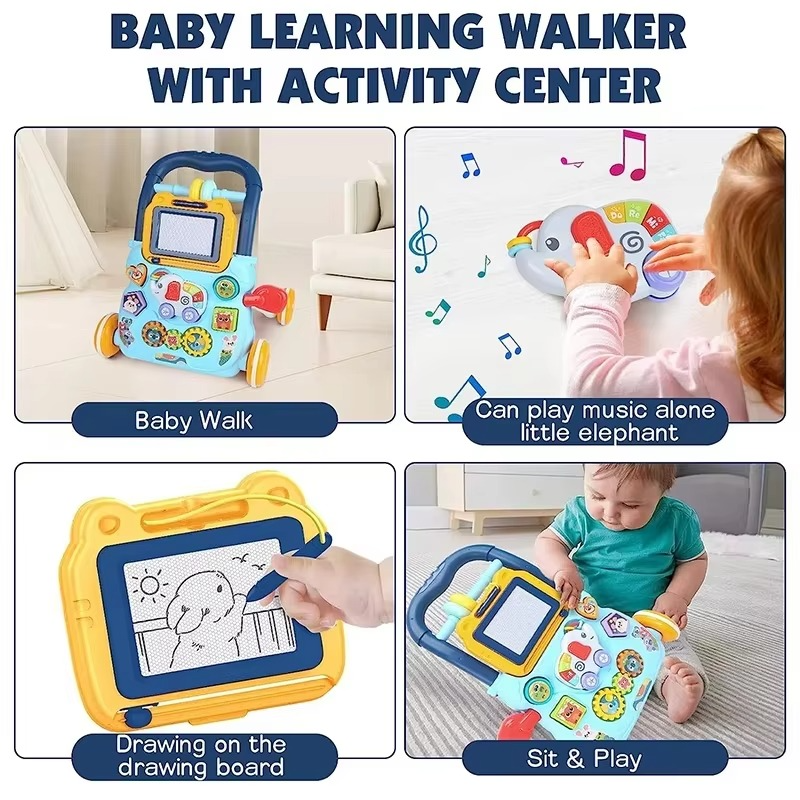 PANGDUBE Early Educational Baby Walker with Artboard Toy Baby Activities Learning Walking Toys Walkers for Baby Assisted Walking