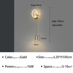 Modern Black Gold LED Wall Lamp Hallway Aisle Bedroom Bedside Study Stair Wall Sconce Luster Lighting Fixture Home Decoratioan