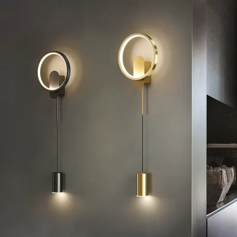 Modern Black Gold LED Wall Lamp Hallway Aisle Bedroom Bedside Study Stair Wall Sconce Luster Lighting Fixture Home Decoratioan