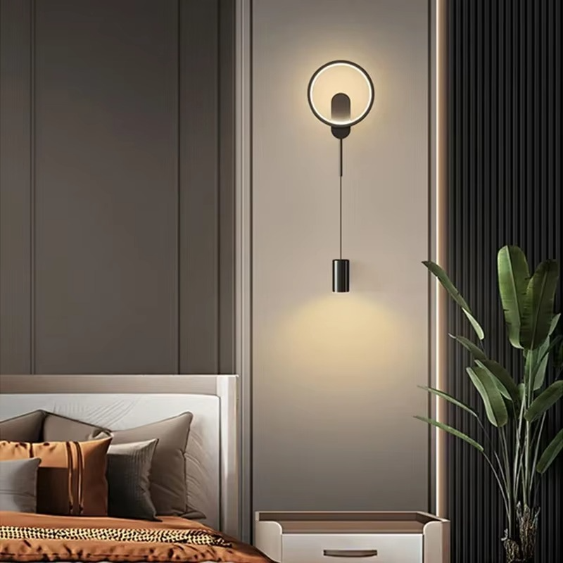 Modern Black Gold LED Wall Lamp Hallway Aisle Bedroom Bedside Study Stair Wall Sconce Luster Lighting Fixture Home Decoratioan