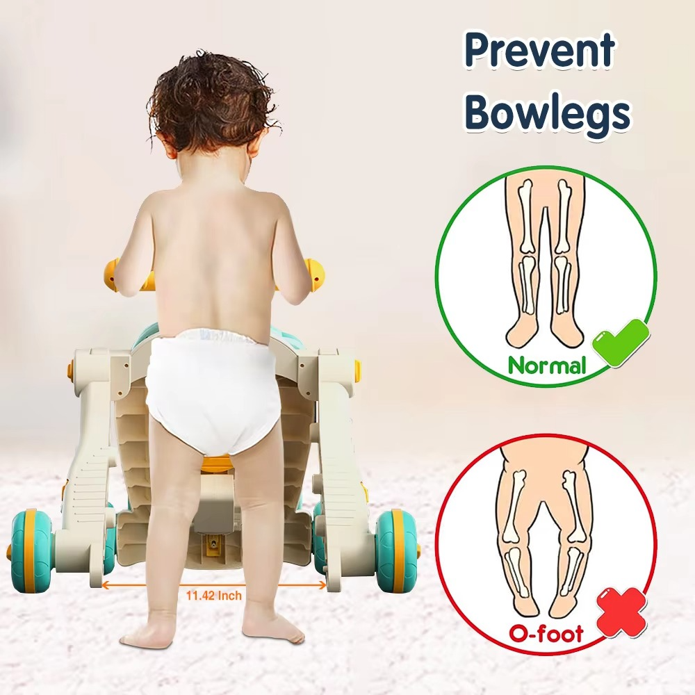 AnGku Versatile 5-in-1 Design Baby Walker Portable Toddler Trolley with Toys 6-12 Months Sit-to-Stand Learning Walker