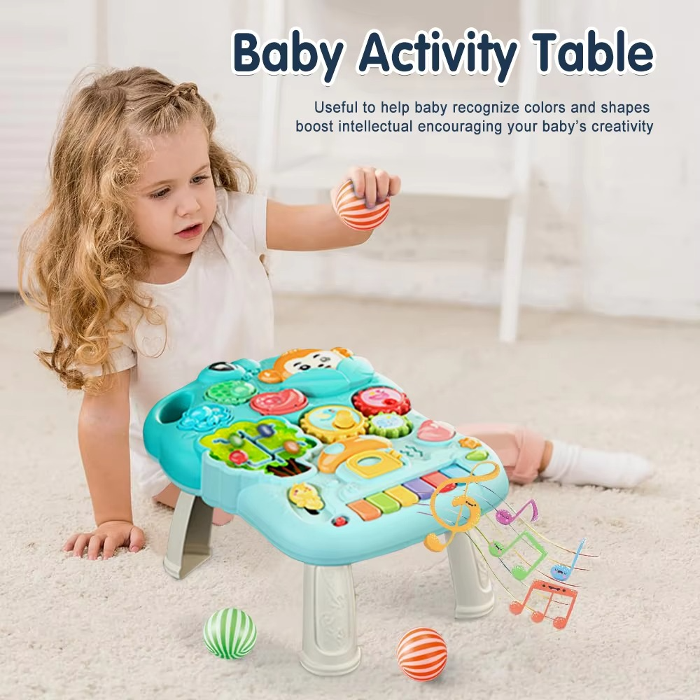 AnGku Versatile 5-in-1 Design Baby Walker Portable Toddler Trolley with Toys 6-12 Months Sit-to-Stand Learning Walker