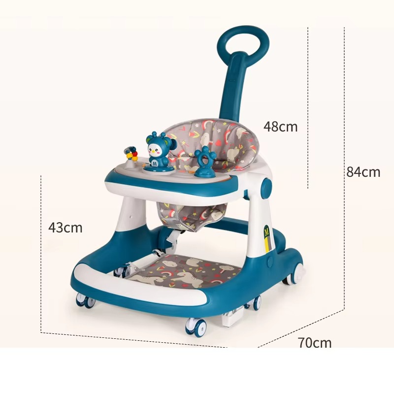 Multi-Function Anti-Rollove Baby walker Can Sit and Push Walking Car Infant Trolley With Music Foldable Seat Car 6-36 Month