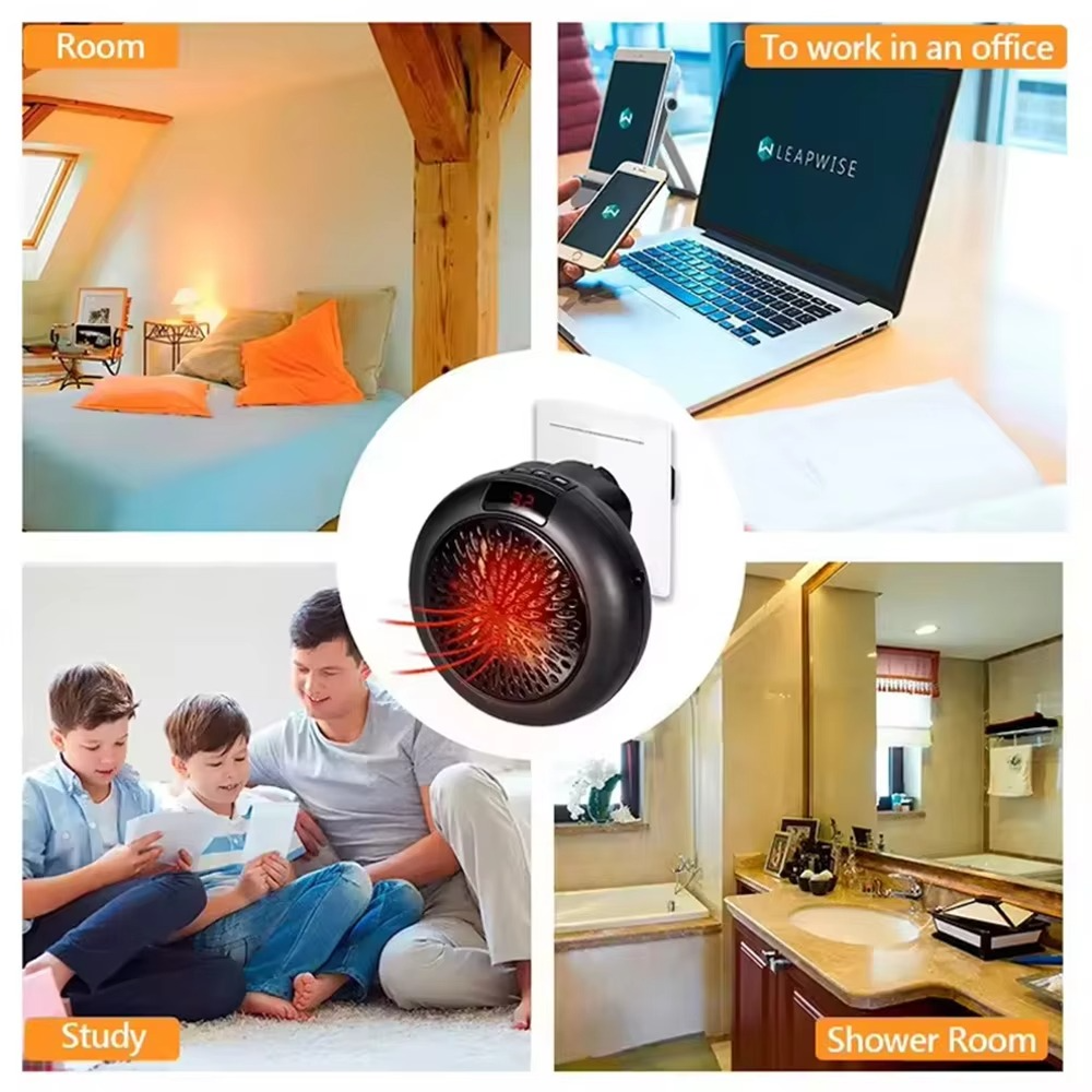Small Circular Heater Portable Wall Mounted Desktop Two Electric Heaters Safe Energy Saving Intelligent Constant Temperature