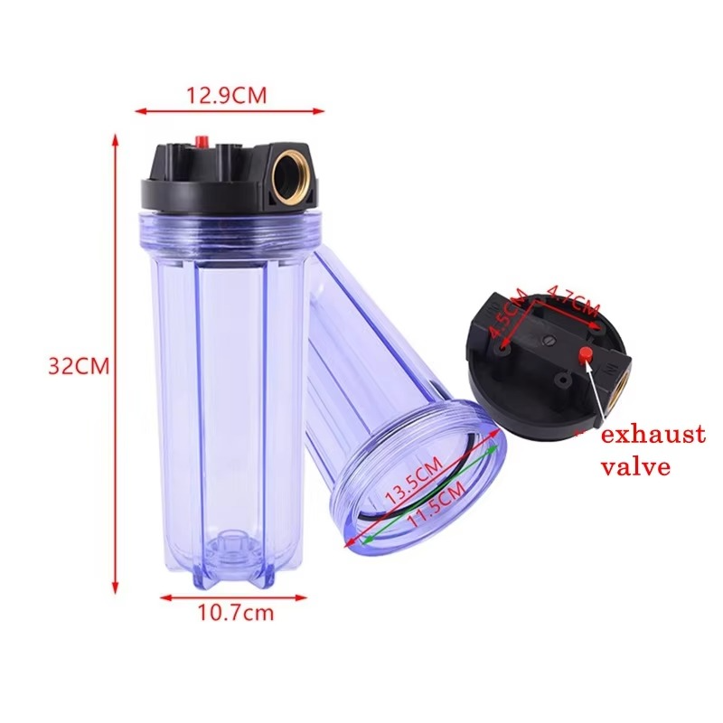 10inch AS Transparent Filter Bottle Water Purifier Prefilter Pipeline Filtration 1/2"3/4"1" Copper Thread
