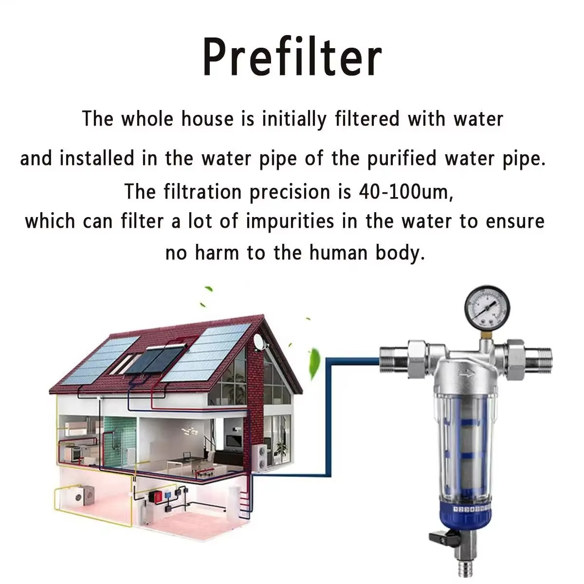 Household Water Purifier 1'' To 3/4'' Pre-filter Central Whole House Large Flow Water Purifier Descaling Tap Water