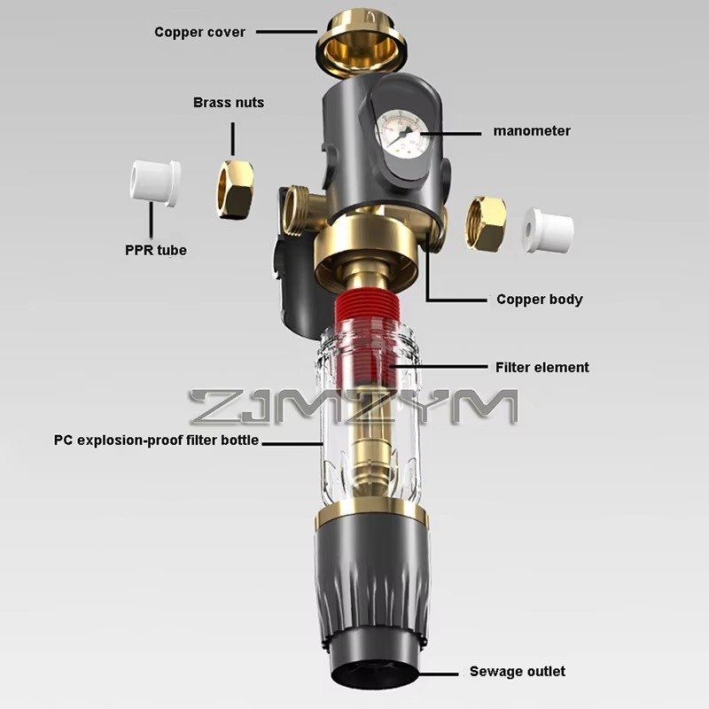 Automatic Flushing Purifier System,Reusable Whole House Spin Down Sediment Water Filter Backwash Prefilter