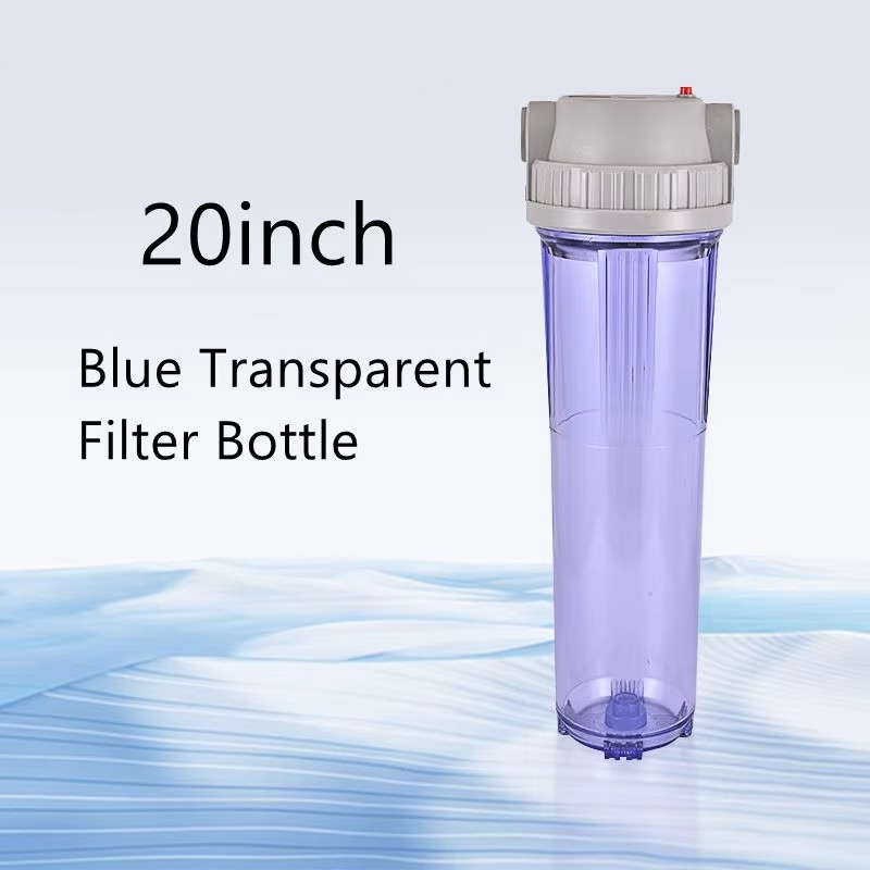 1set 20inch Blue Transparent Filter Bottle Food Grade AS Material Large Flow Central Pipeline Water Purification Pre-Filter