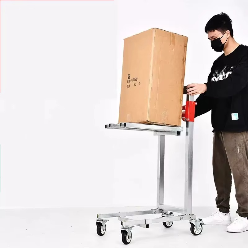 Loading Artifact Lifting Handling Stacker Forklift Lift Portable Folding Retractable Trolley Bearing 60Kg Adjustable Hand Cart